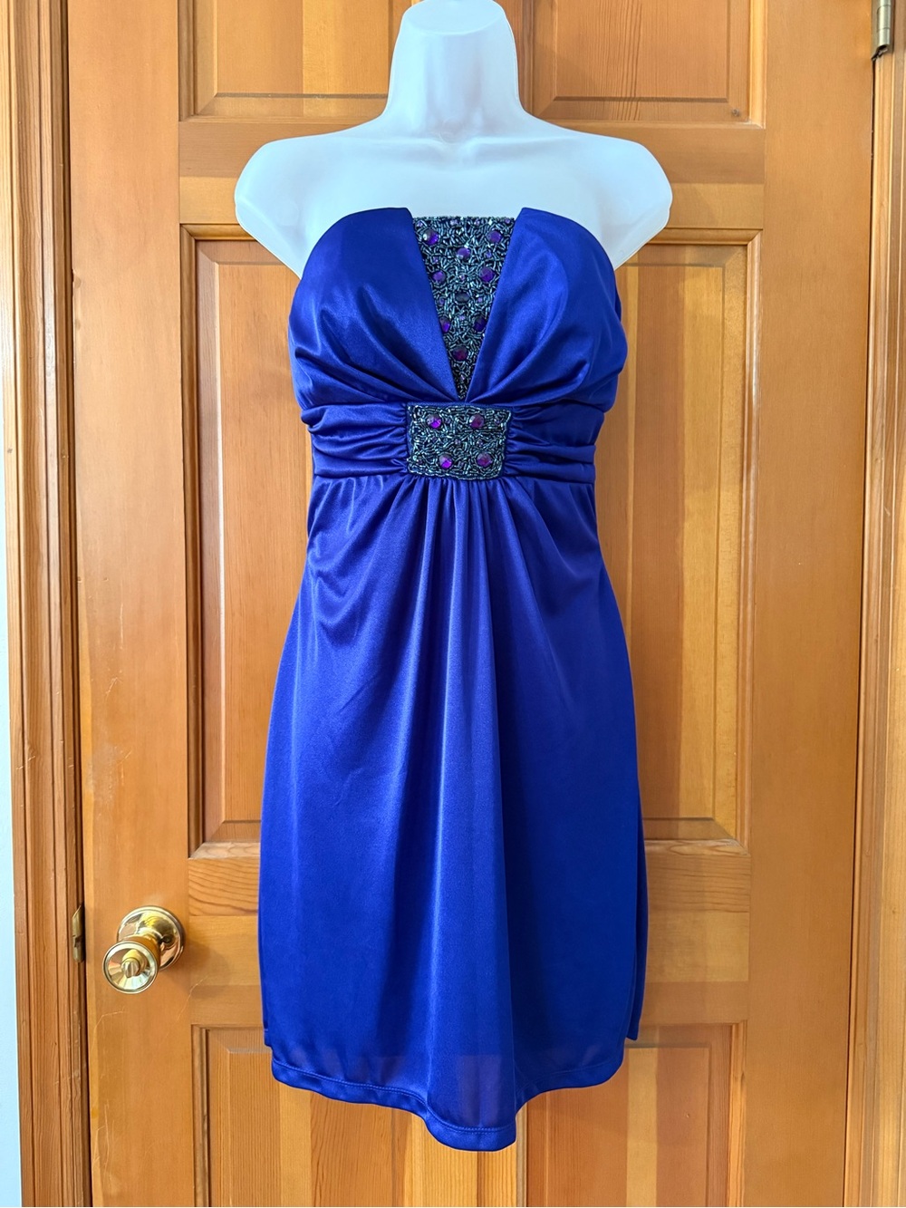 Strapless Purple Cocktail Dress with Embellished Bodice